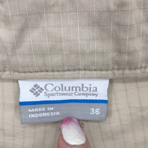 Columbia PFG Mens Size 36 Khaki Ripstop Flat Front Hiking Water Shorts - Picture 3 of 13